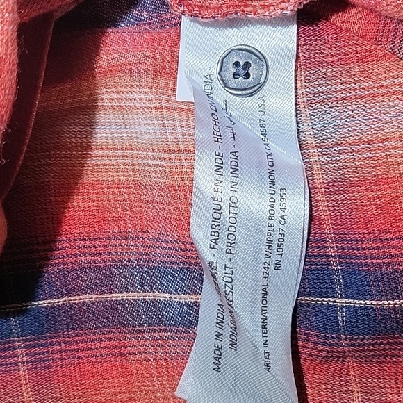 Nwot Ariat Real Plaid Button-up Side Buttons Womens Tunic Style Shirt Size Large - Picture 9 of 11
